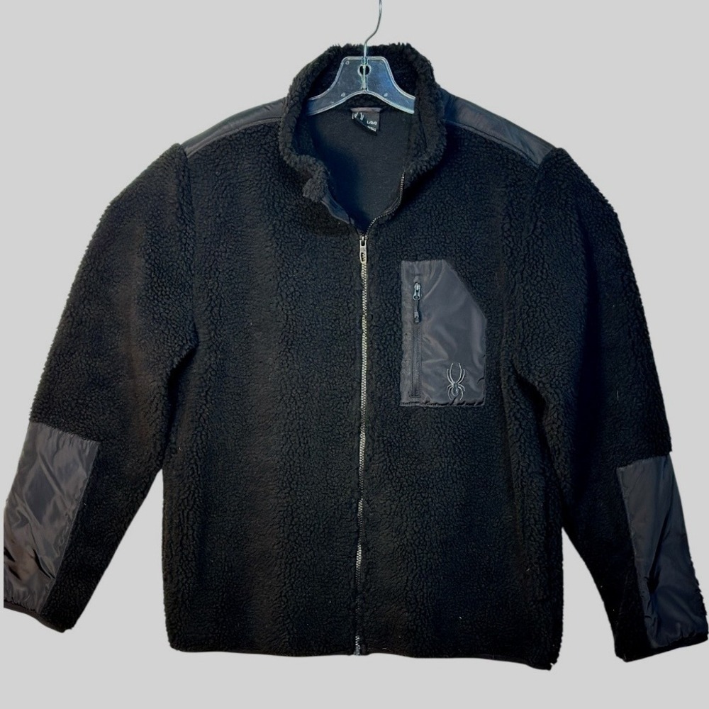 Spyder Full Zip‎ Sherpa Fleece Jacket Coat Lightweight Outdoor Casual Black L